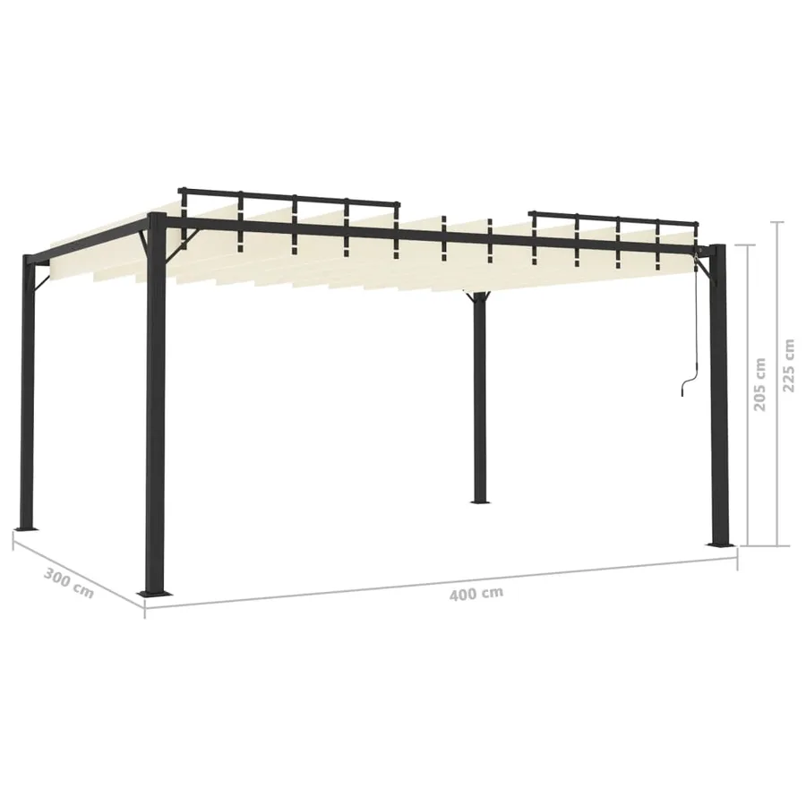 Tonnelle avec toit à persienne 3x4 m Crème Tissu et aluminium - 8