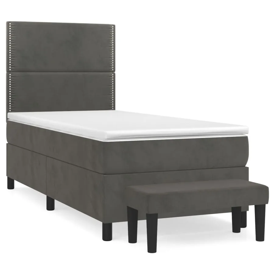 Sommier à lattes de lit et matelas Gris foncé 80x200 cm Velours - 2