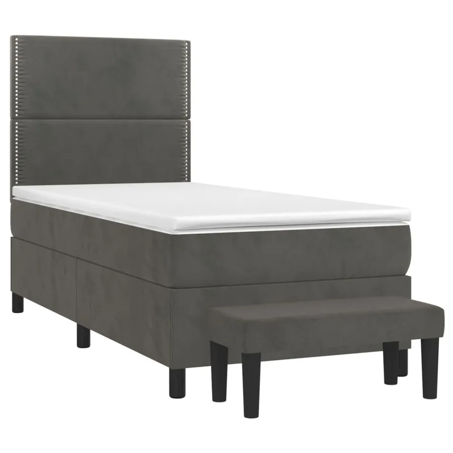 Sommier à lattes de lit et matelas Gris foncé 80x200 cm Velours - 3