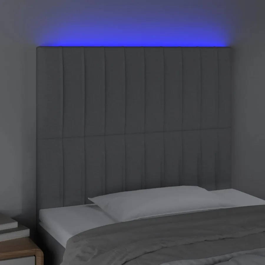 Tête de lit à LED Gris clair 90x5x118/128 cm Tissu - 3