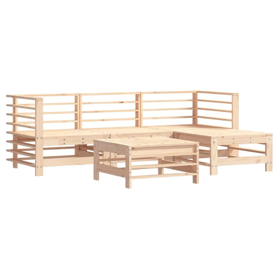 Salon de jardin 5 pcs avec coussins bois massif - 3