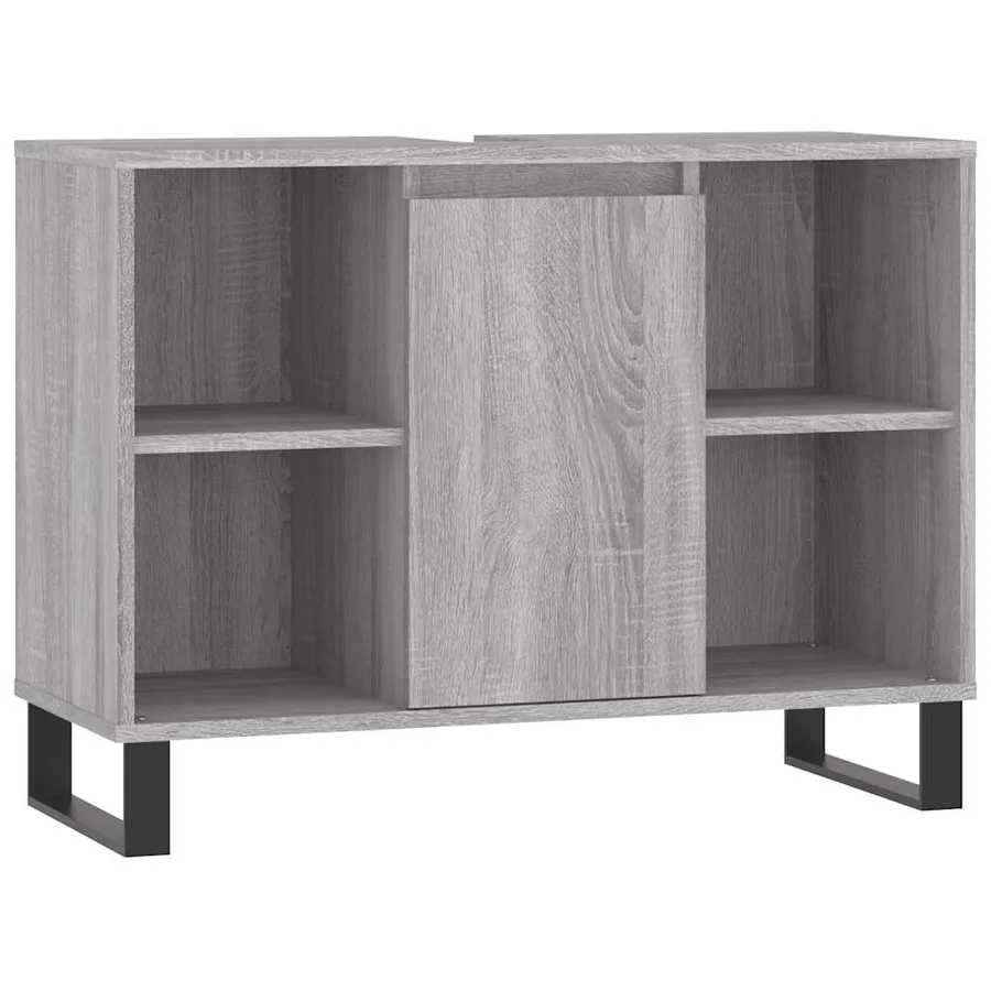 Armoire salle de bain sonoma gris 80x33x60 cm bois d'ingénierie - 2