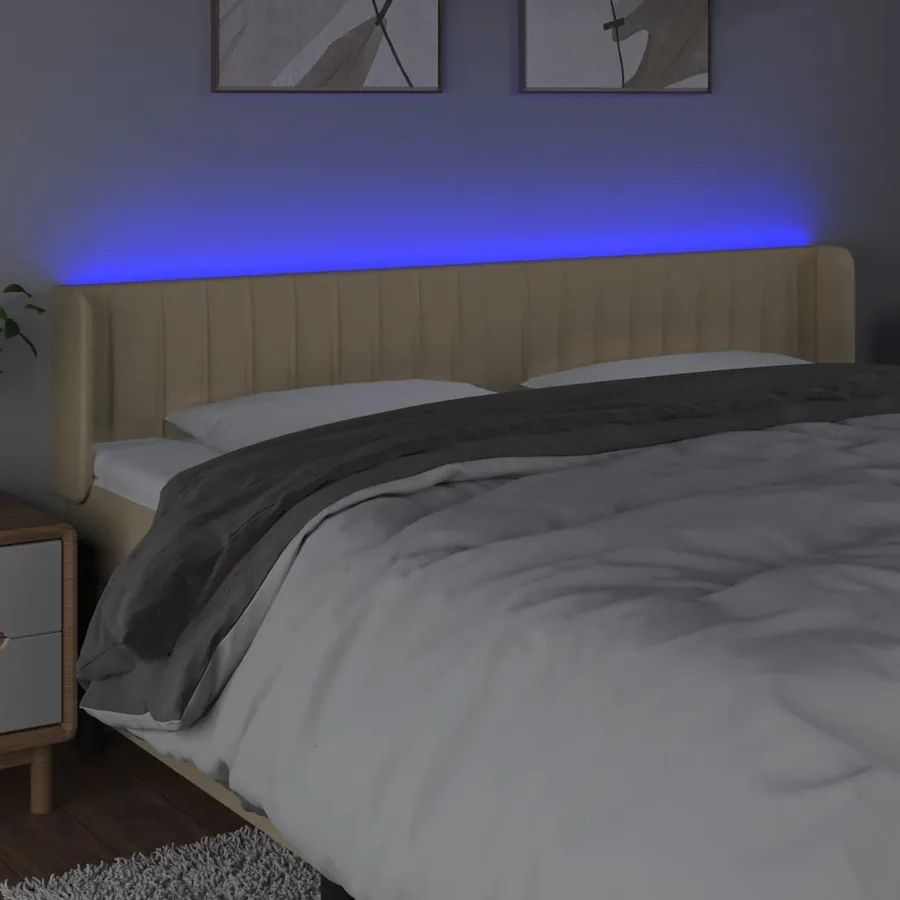 Tête de lit à LED Crème 183x16x78/88 cm Tissu - 4