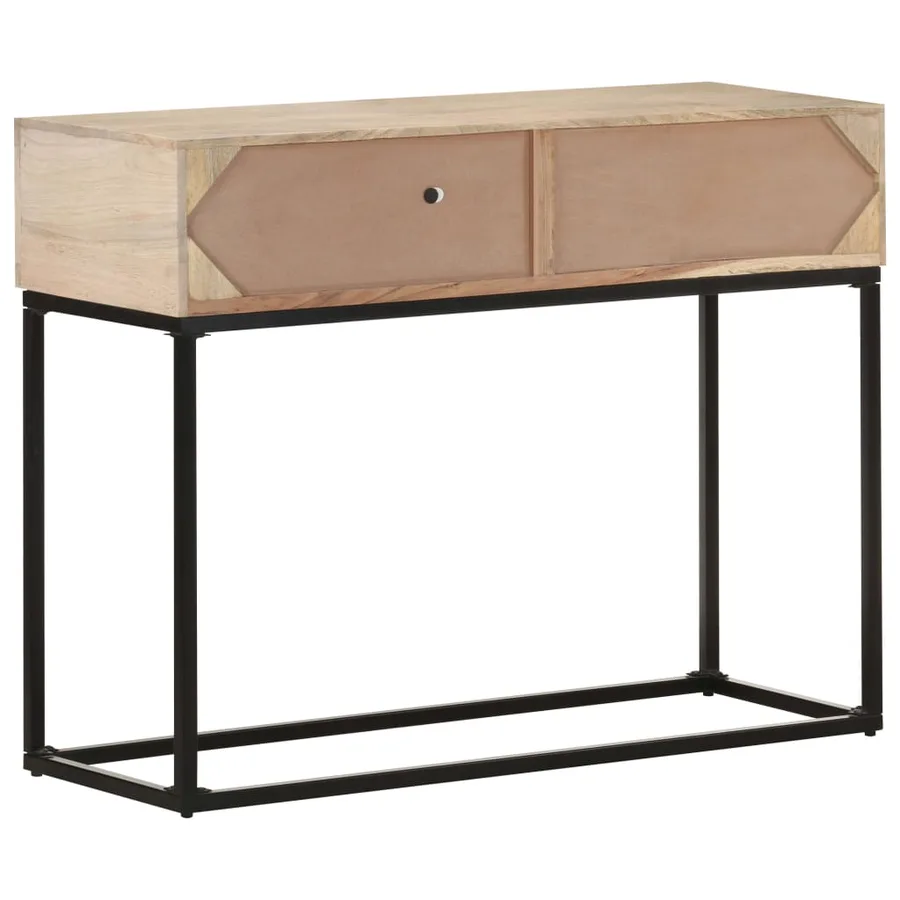 Table console 100x35x76 cm Bois de manguier et canne naturelle - 4