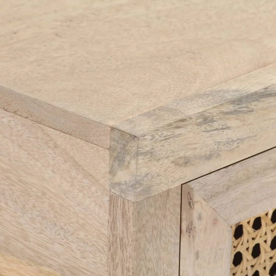 Table console 100x35x76 cm Bois de manguier et canne naturelle - 5