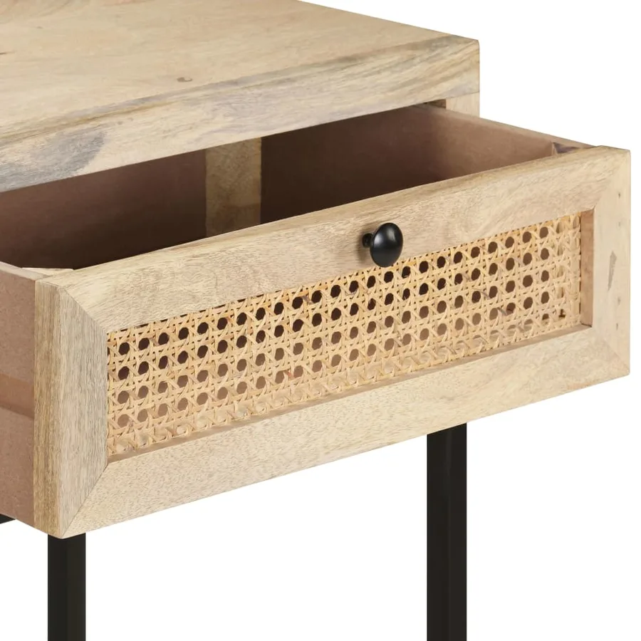 Table console 100x35x76 cm Bois de manguier et canne naturelle - 6