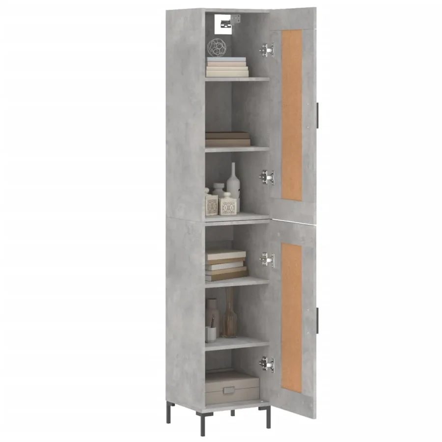 Buffet haut Gris béton 34,5x34x180 cm Bois d'ingénierie - 3