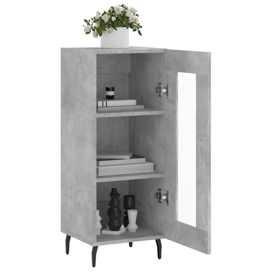 Buffet Gris béton 34,5x34x90 cm Bois d'ingénierie - 4