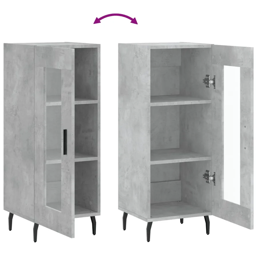 Buffet Gris béton 34,5x34x90 cm Bois d'ingénierie - 9