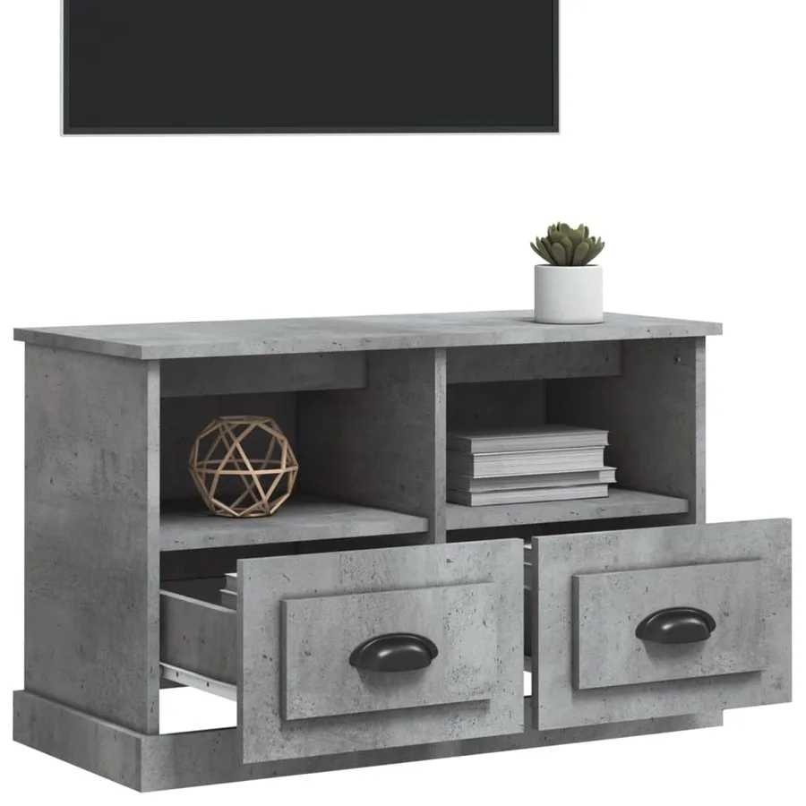 Meuble TV gris béton 80x35x50 cm bois d'ingénierie - 4