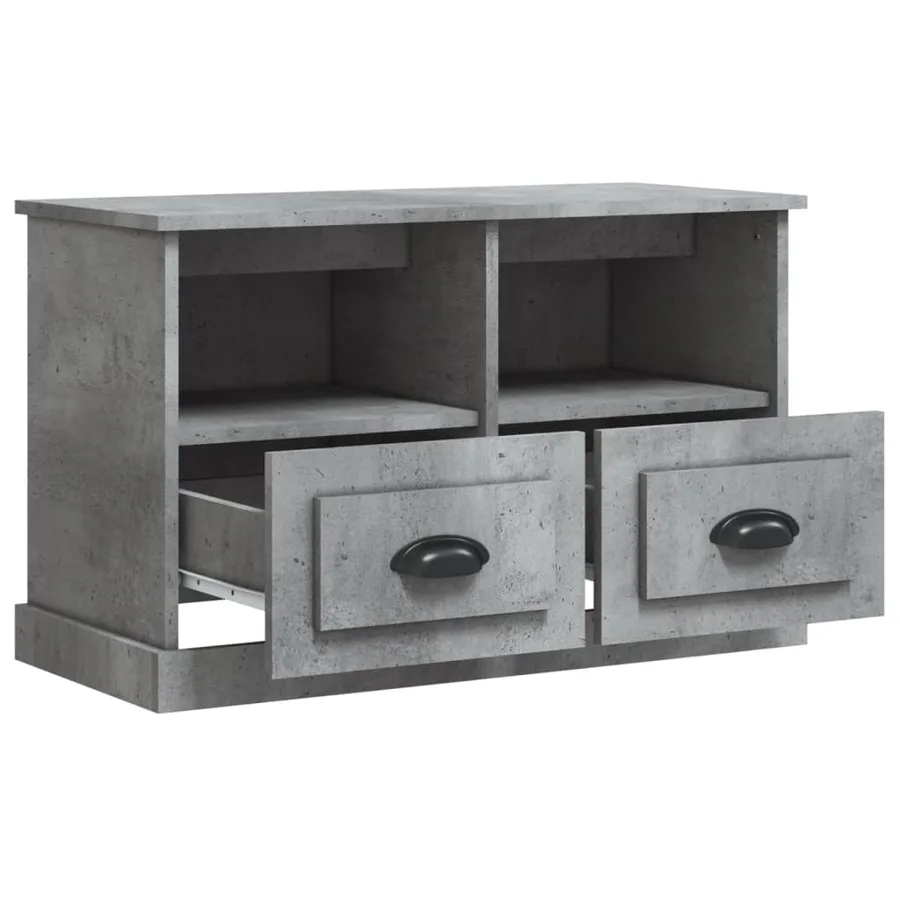 Meuble TV gris béton 80x35x50 cm bois d'ingénierie - 6
