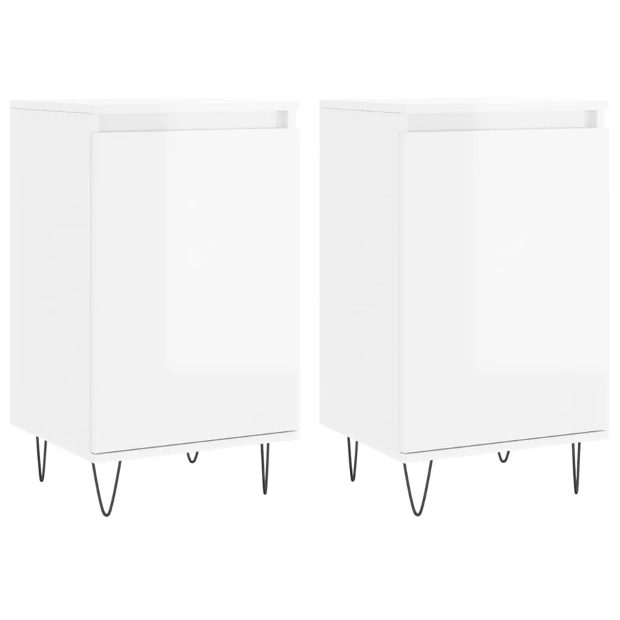 Buffets 2 pcs blanc brillant 40x35x70 cm bois d'ingénierie - 2