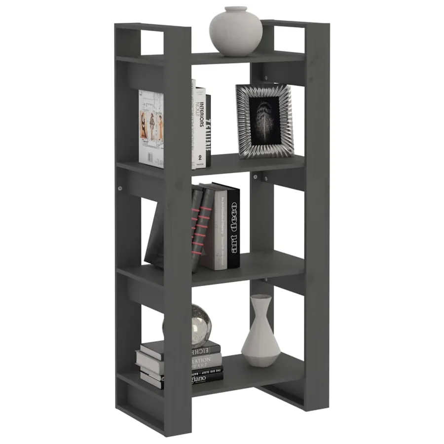 Bibliothèque/Séparateur de pièce Gris 60x35x125 cm Bois massif - 5