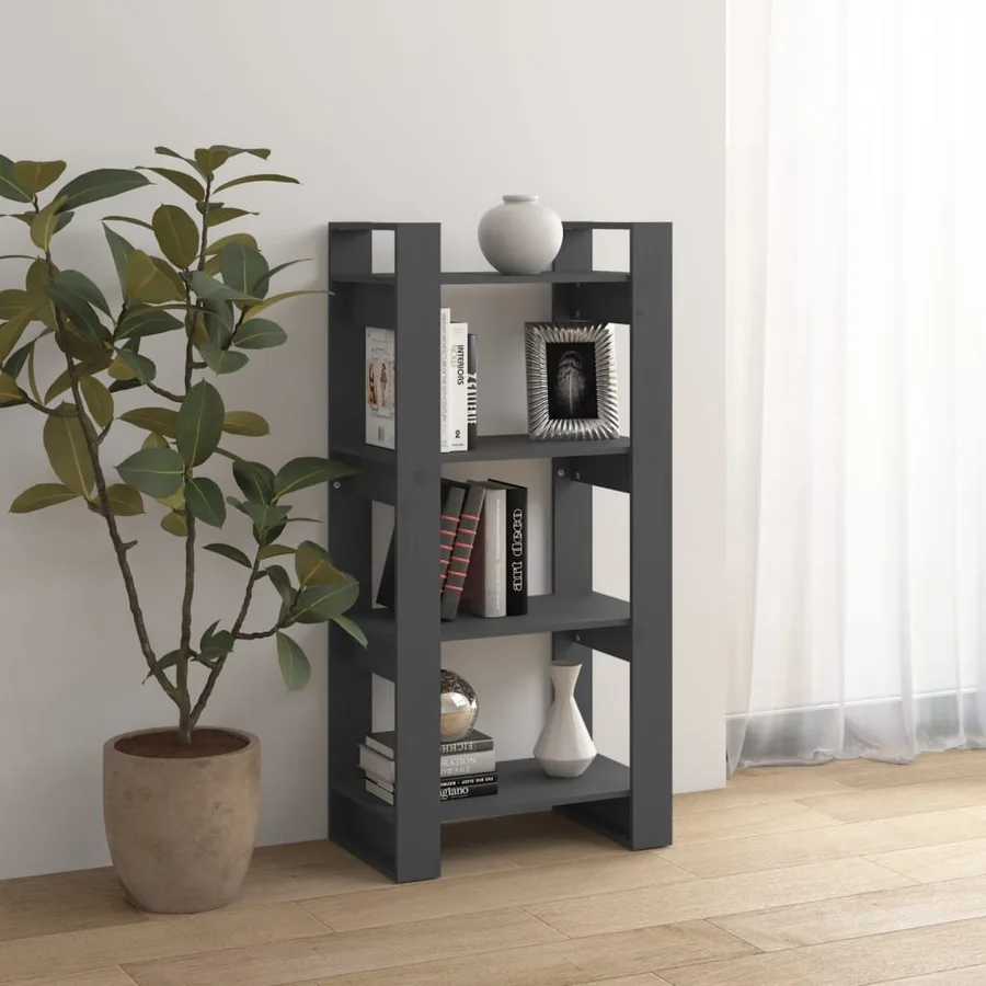 Bibliothèque/Séparateur de pièce Gris 60x35x125 cm Bois massif - 6