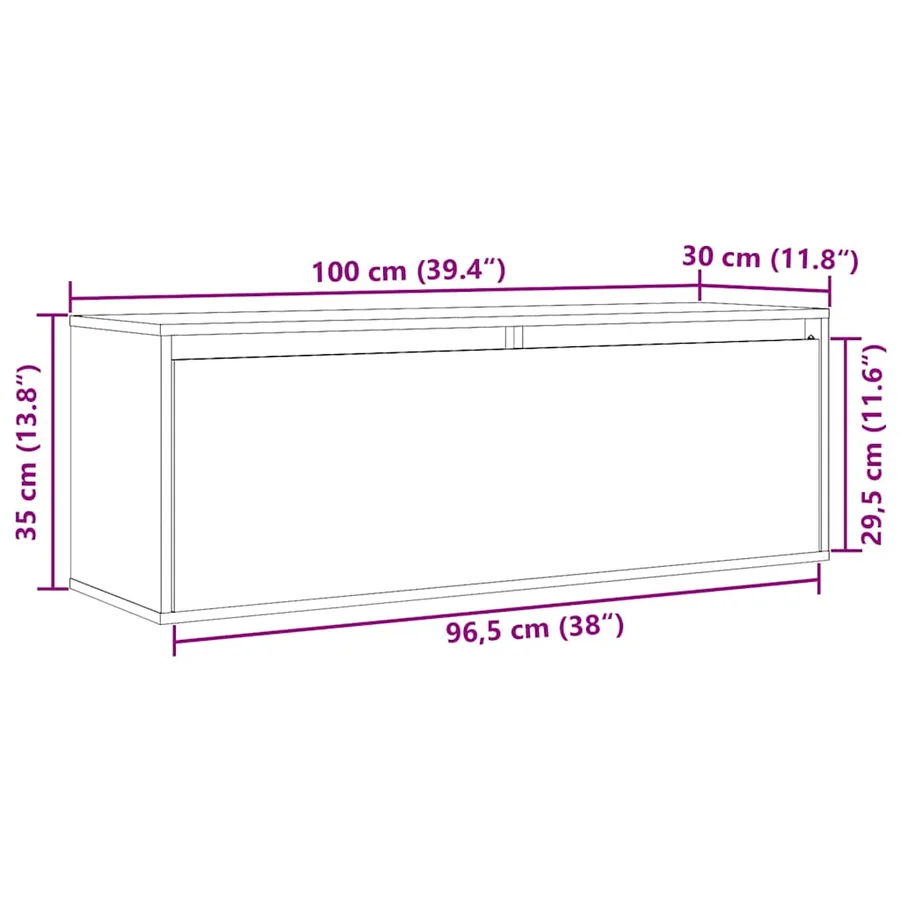 Armoire murale Blanc 100x30x35 cm Bois de pin massif - 14