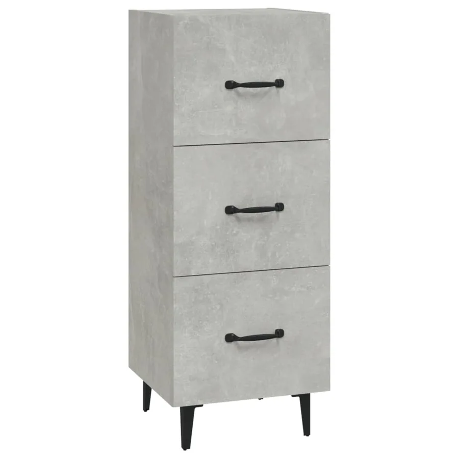 Buffet Gris béton 34,5x34x90 cm Bois d'ingénierie - 2