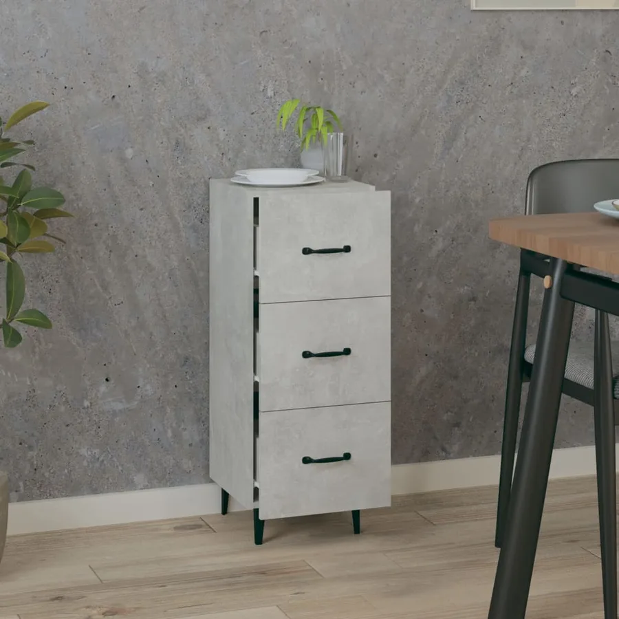 Buffet Gris béton 34,5x34x90 cm Bois d'ingénierie - 3
