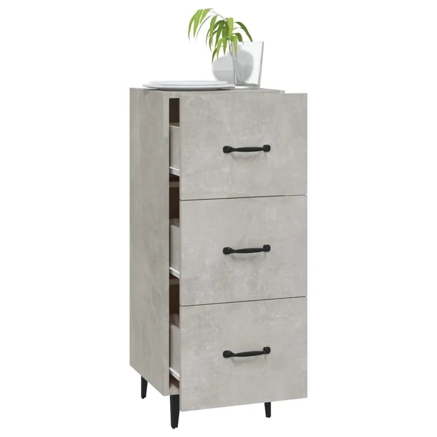 Buffet Gris béton 34,5x34x90 cm Bois d'ingénierie - 4