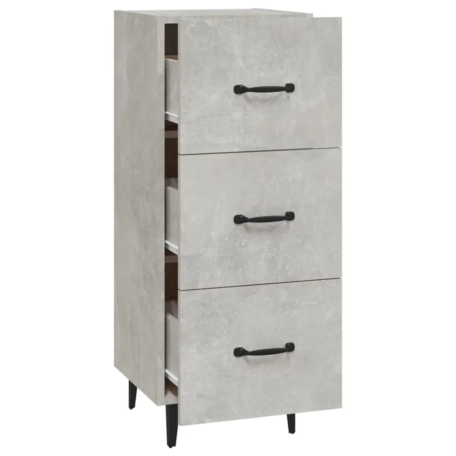 Buffet Gris béton 34,5x34x90 cm Bois d'ingénierie - 6