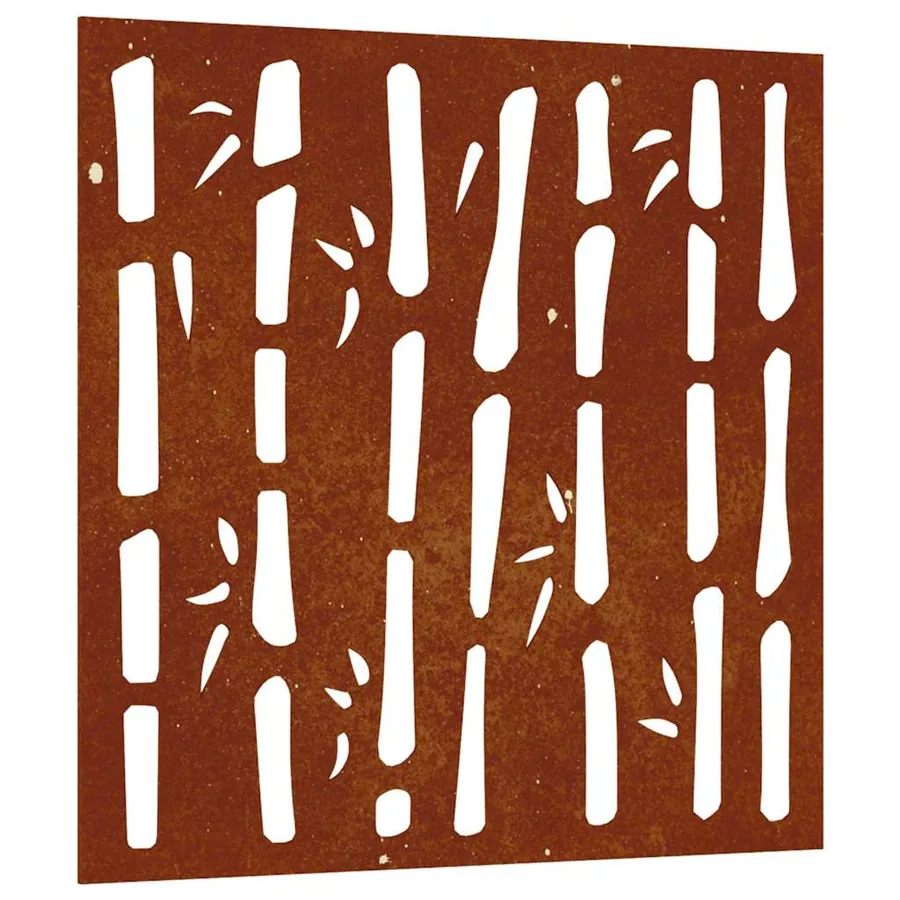 Décoration murale jardin 55x55 cm acier corten design bambou - 2