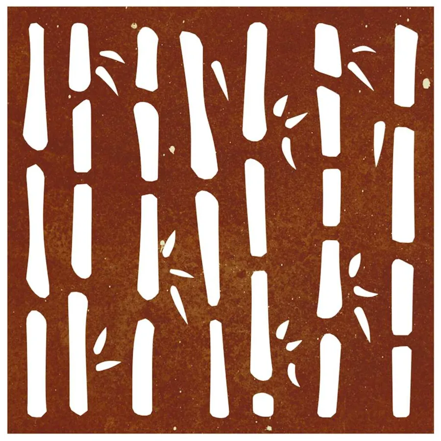 Décoration murale jardin 55x55 cm acier corten design bambou - 5