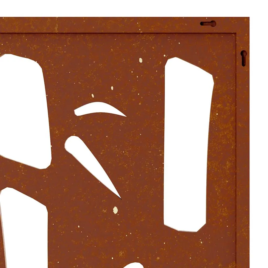 Décoration murale jardin 55x55 cm acier corten design bambou - 7