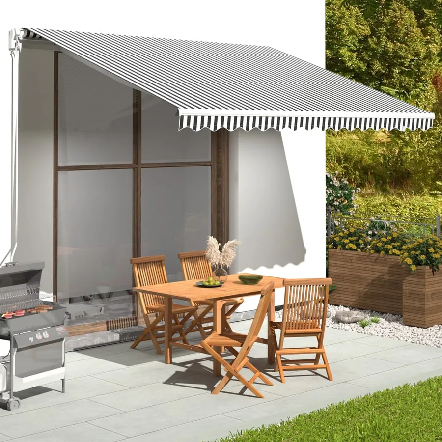 Tissu de remplacement pour auvent anthracite et blanc 4x3,5 m polyester