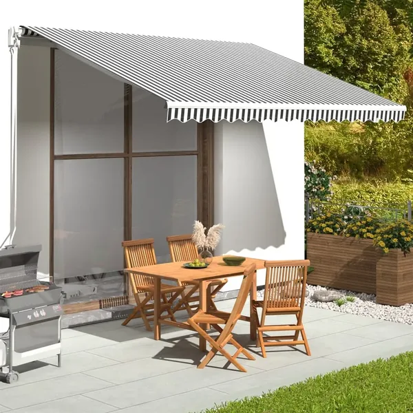 Tissu de remplacement pour auvent anthracite et blanc 4x3,5 m polyester