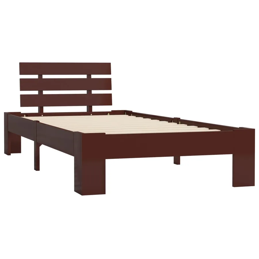 Cadre de lit sans matelas marron foncé pin massif 100x200 cm - 2