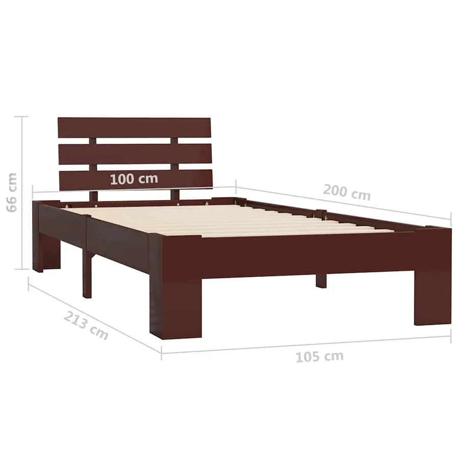 Cadre de lit sans matelas marron foncé pin massif 100x200 cm - 7