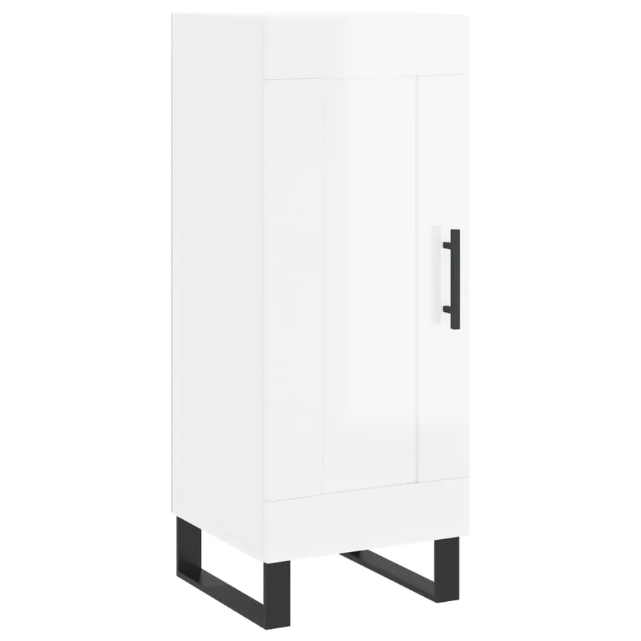 Buffet Blanc brillant 34,5x34x90 cm Bois d'ingénierie - 2