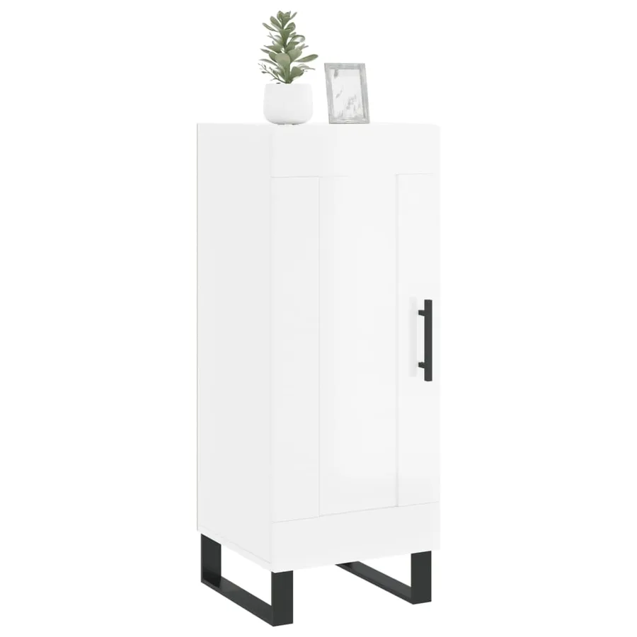 Buffet Blanc brillant 34,5x34x90 cm Bois d'ingénierie - 3
