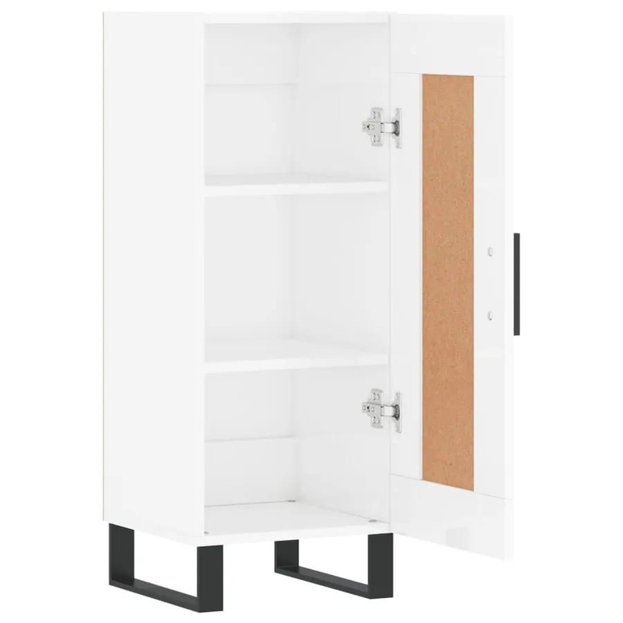 Buffet Blanc brillant 34,5x34x90 cm Bois d'ingénierie - 6