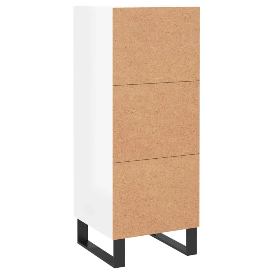 Buffet Blanc brillant 34,5x34x90 cm Bois d'ingénierie - 8
