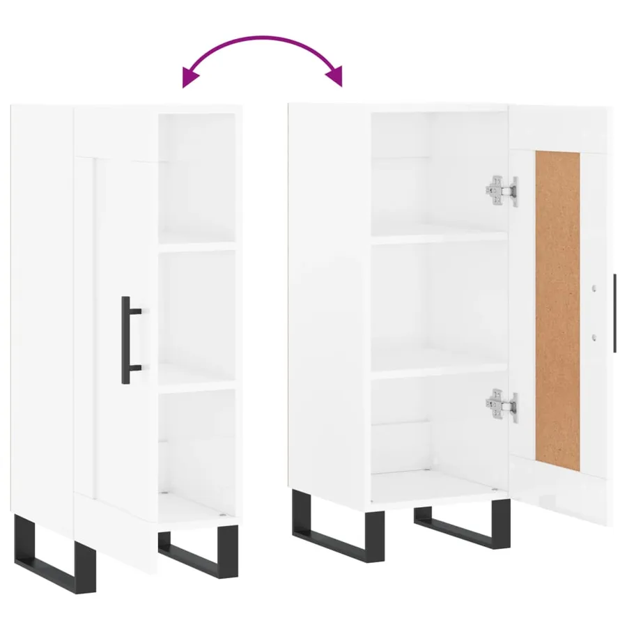 Buffet Blanc brillant 34,5x34x90 cm Bois d'ingénierie - 9
