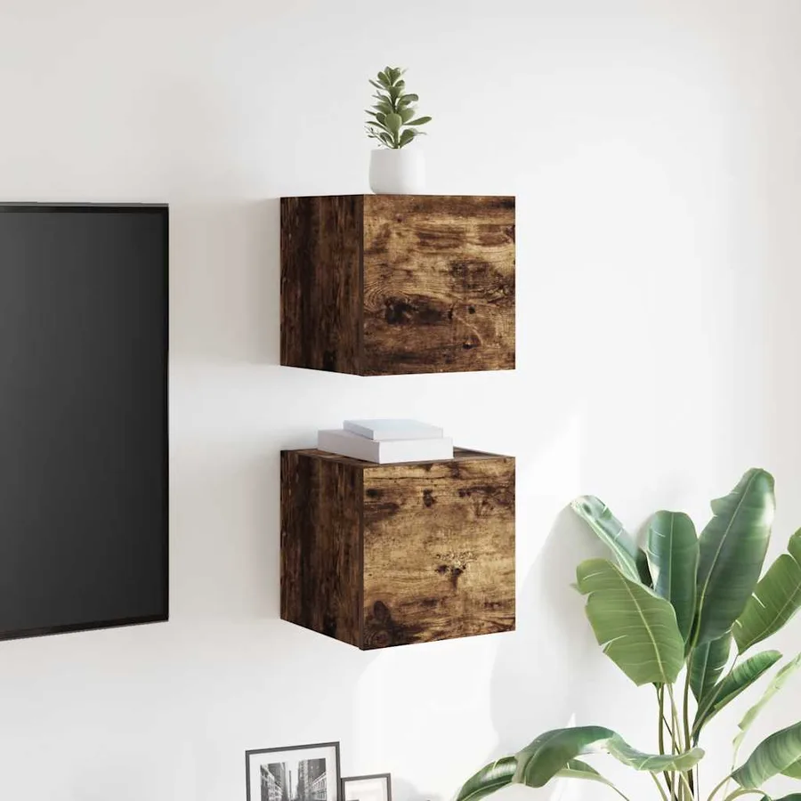 Meubles TV muraux 2 pcs Chêne fumé 30,5x30x30 cm - 3