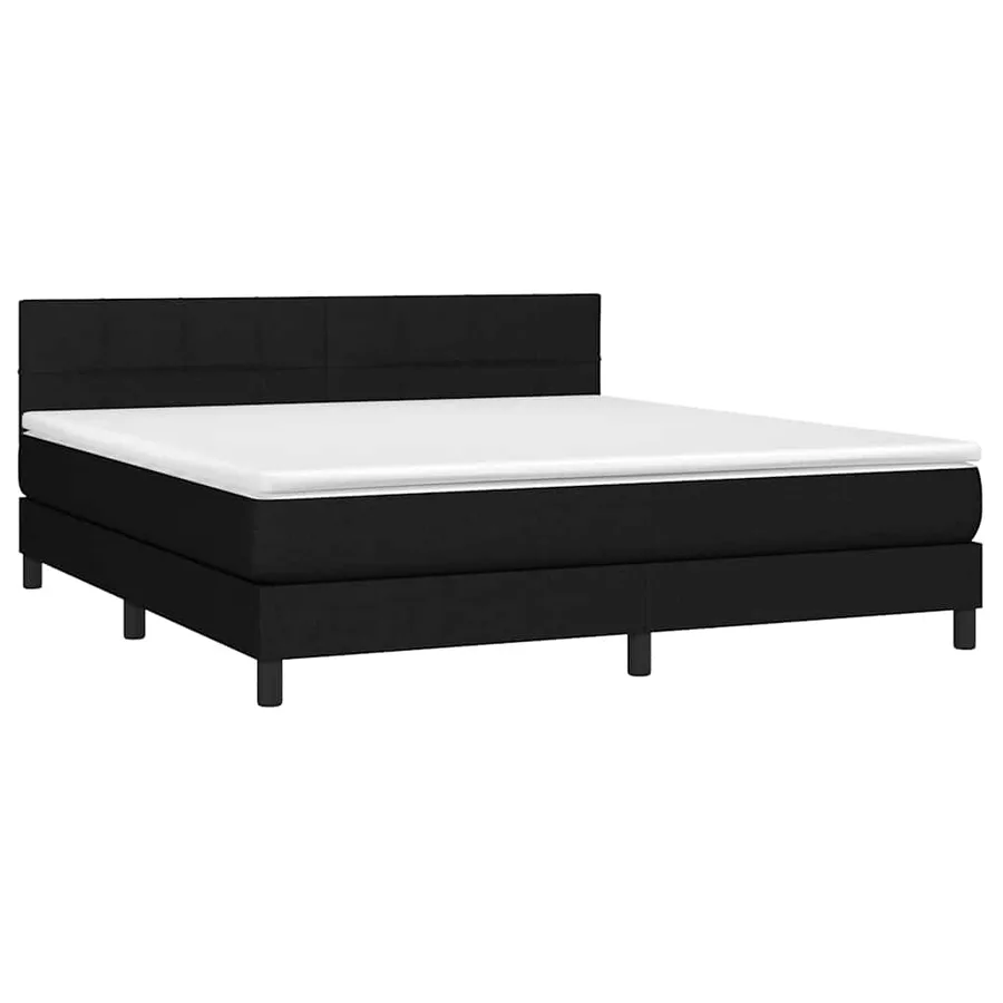 Sommier à lattes de lit avec matelas Noir 160x200 cm Tissu - 3
