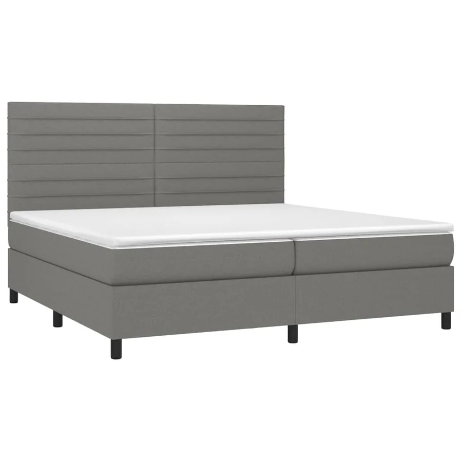 Sommier à lattes de lit et matelas et LED Gris foncé 200x200 cm - 3