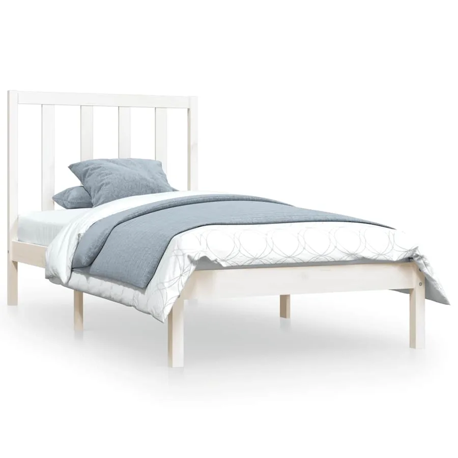 Cadre de lit sans matelas blanc bois de pin massif 75x190 cm - 2