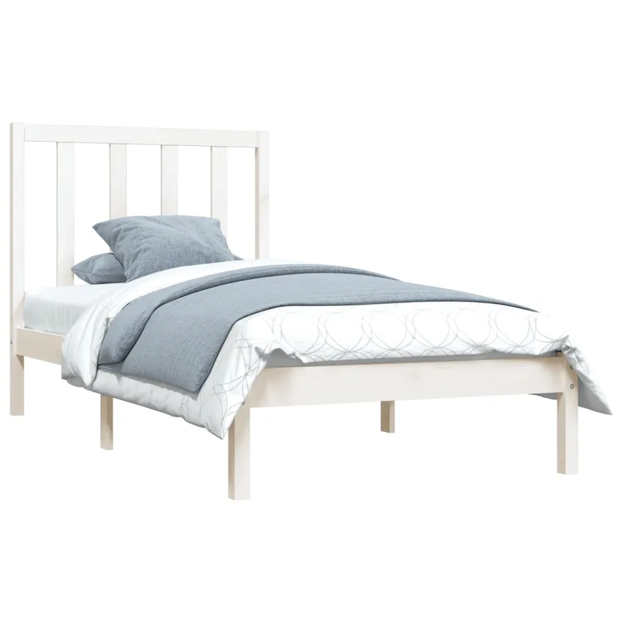 Cadre de lit sans matelas blanc bois de pin massif 75x190 cm - 3