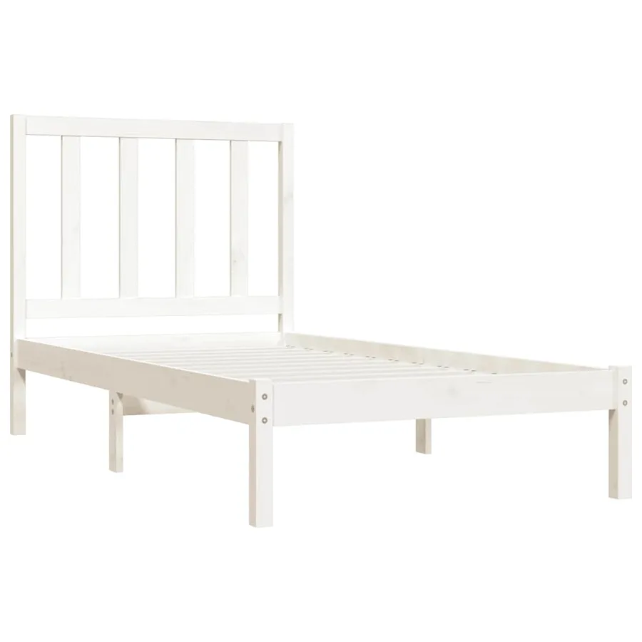 Cadre de lit sans matelas blanc bois de pin massif 75x190 cm - 4