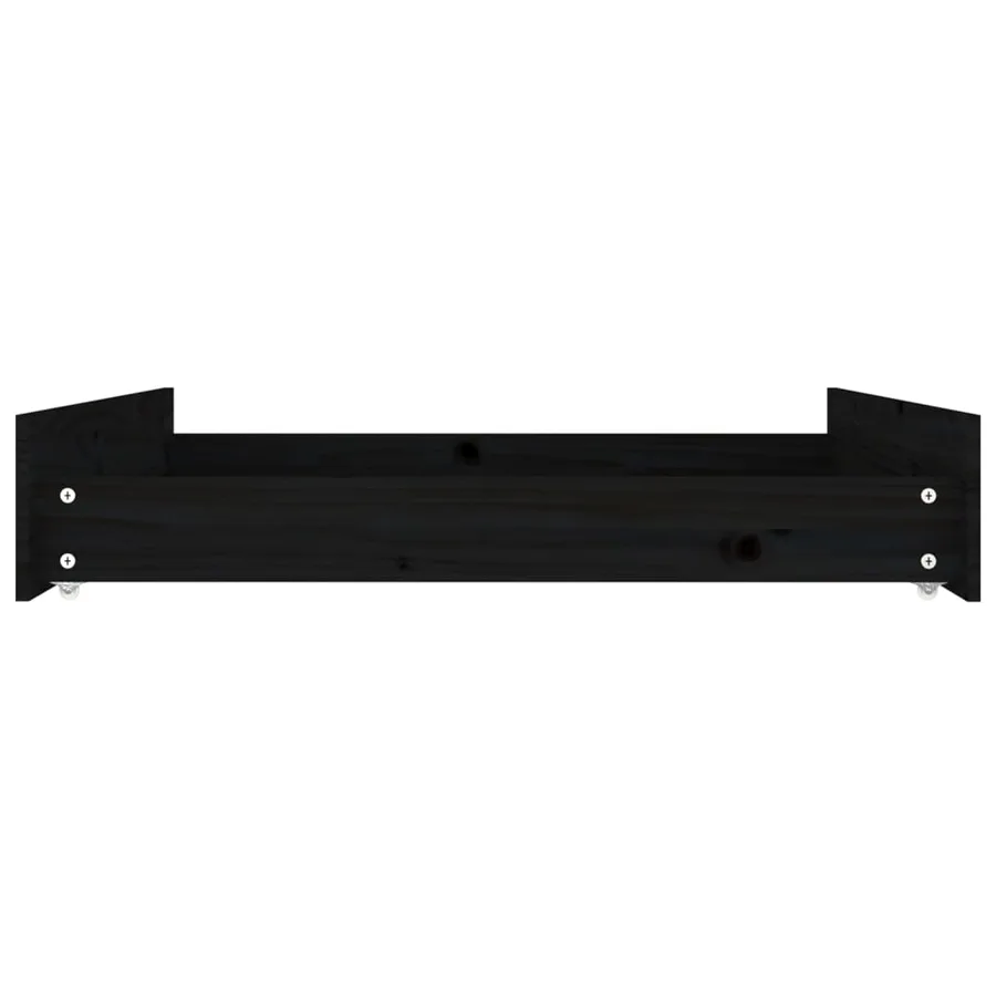 Tiroirs de lit 2 pcs Noir Bois de pin massif - 5