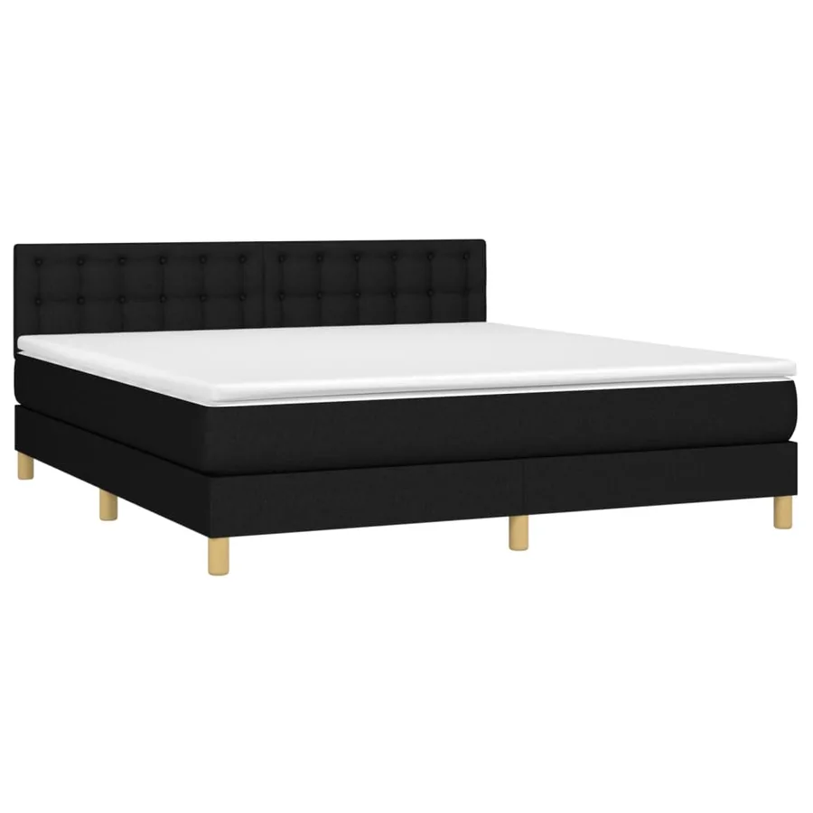 Sommier à lattes de lit avec matelas Noir 180x200 cm Tissu - 3