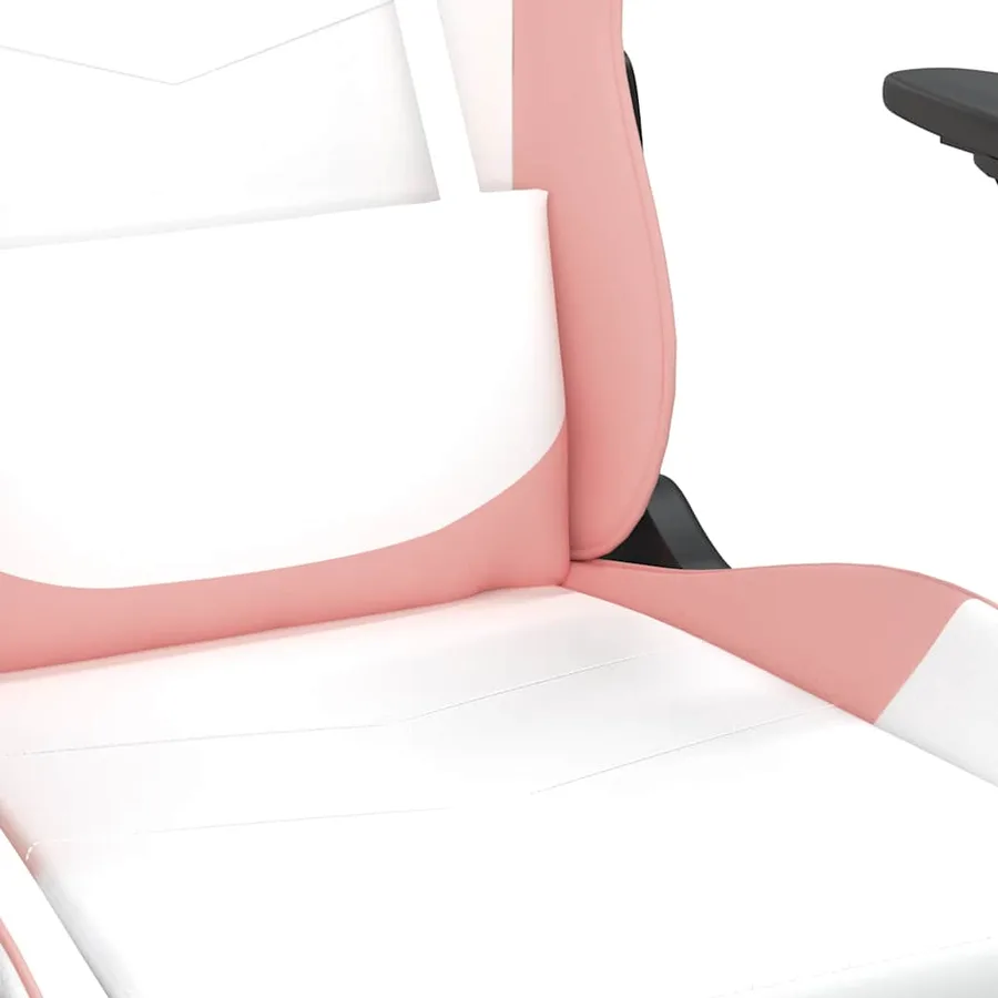 Chaise de jeu de massage avec repose-pied Blanc rose Similicuir - 10