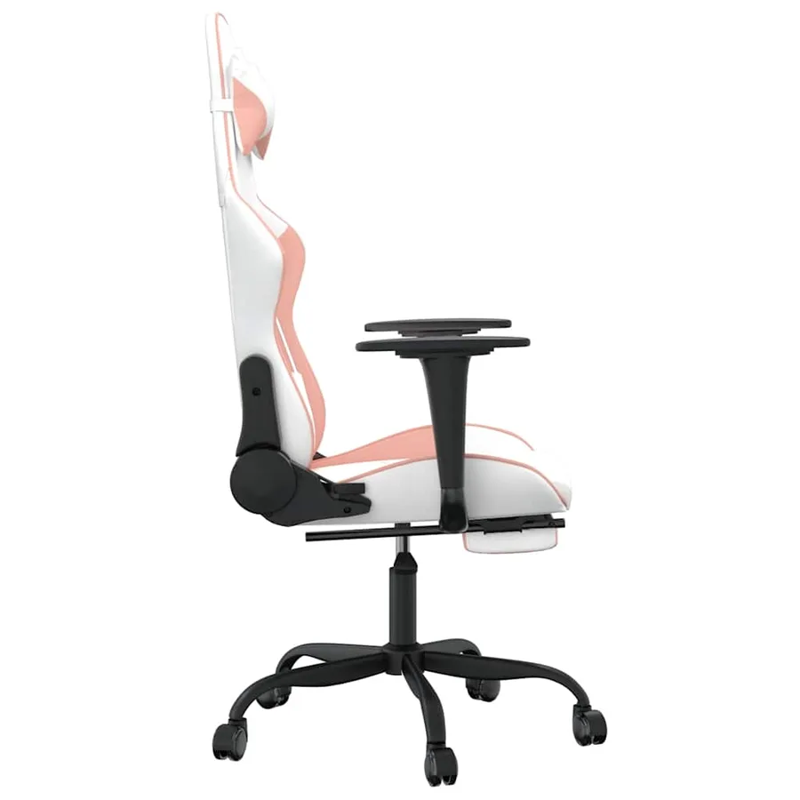 Chaise de jeu de massage avec repose-pied Blanc rose Similicuir - 5
