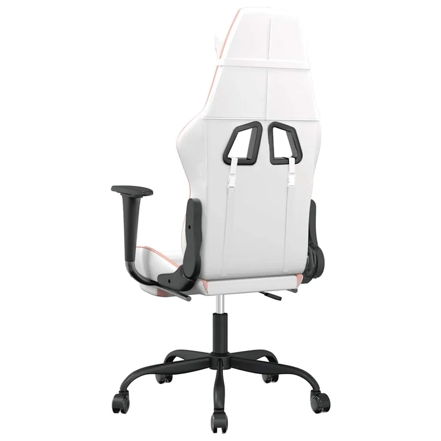 Chaise de jeu de massage avec repose-pied Blanc rose Similicuir - 6