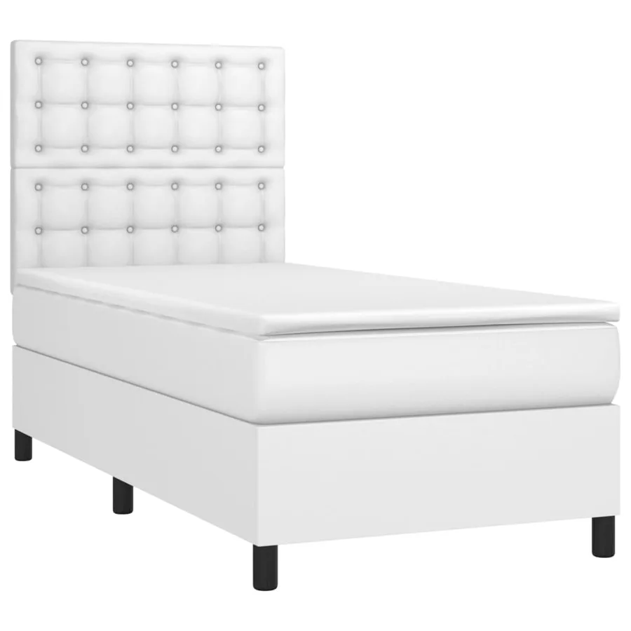 Sommier à lattes de lit avec matelas et LED Blanc 90x190 cm - 3