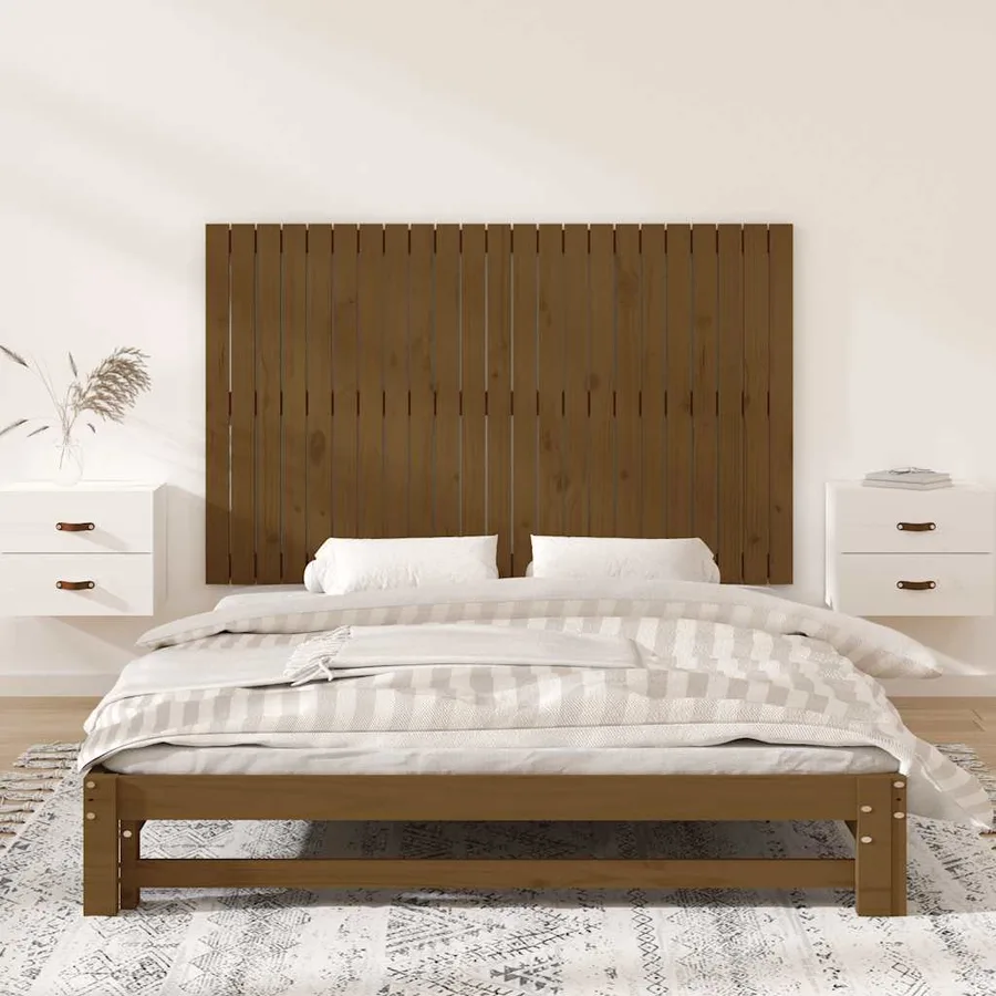 Tête de lit murale Marron miel 147x3x90 cm Bois massif de pin - 3