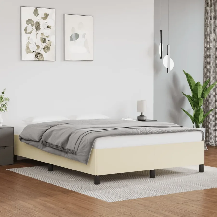 Cadre de lit sans matelas crème 140x190 cm similicuir
