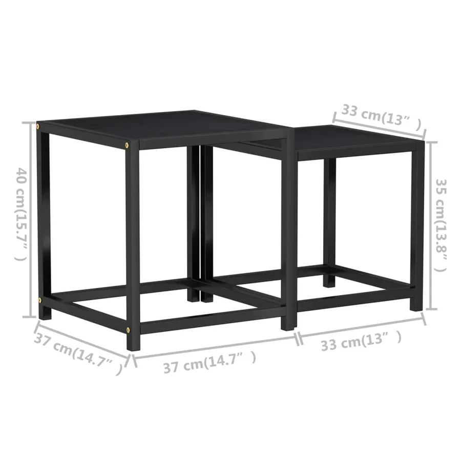 Tables à thé 2 pcs MDF Noir - 7